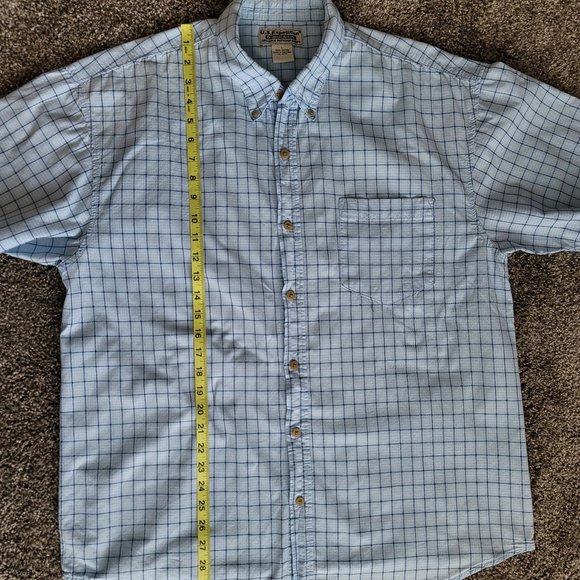 U.S. Expedition Men’s Large Size L Button Up Short Sleeve Blue White Pla… - Picture 6 of 8